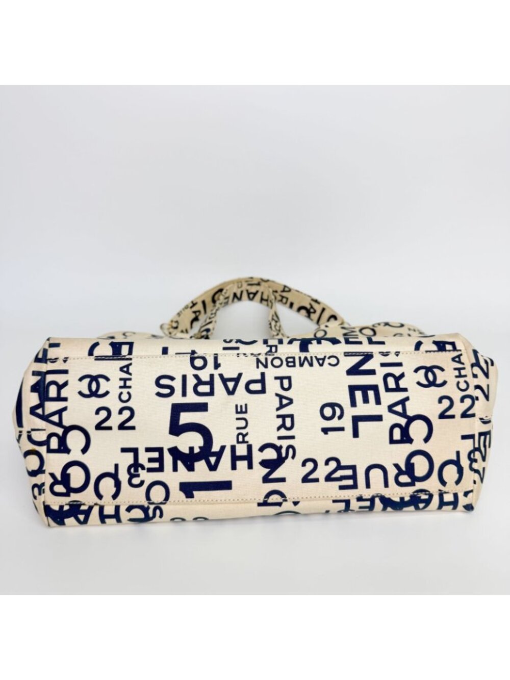 Chanel Logo Mania Typography Tote Canvas Ivory Vintage - Picture 9 of 16